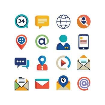 contacto nosotros icono conjunto colección para sitios web y móvil aplicaciones vector