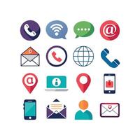 Contact Us icon set collection for websites and mobile applications vector