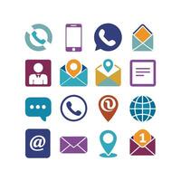 Contact Us icon set collection for websites and mobile applications vector