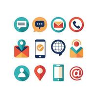 Contact Us icon set collection for websites and mobile applications vector