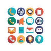Contact Us icon set collection for websites and mobile applications vector