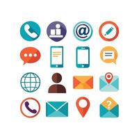 Contact Us icon set collection for websites and mobile applications vector