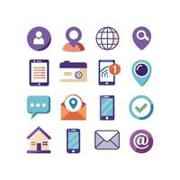 Contact Us icon set collection for websites and mobile applications vector