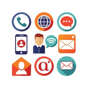 Contact Us icon set collection for websites and mobile applications vector