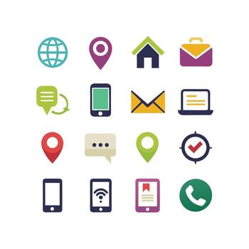Contact Us icon set collection for websites and mobile applications vector