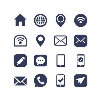 Contact Us icon set collection for websites and mobile applications vector