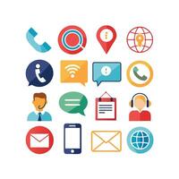 Contact Us icon set collection for websites and mobile applications vector