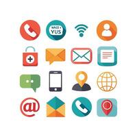 Contact Us icon set collection for websites and mobile applications vector