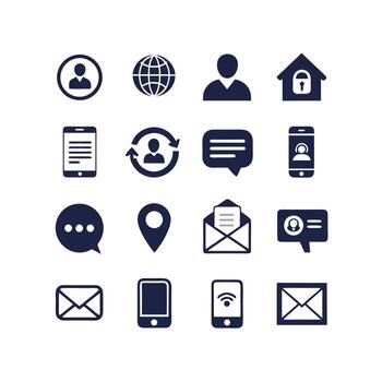 contacto nosotros icono conjunto colección para sitios web y móvil aplicaciones vector