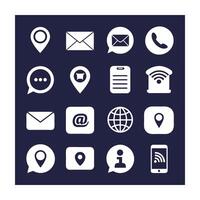 Contact Us icon set collection for websites and mobile applications vector