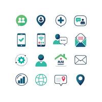 Contact Us icon set collection for websites and mobile applications vector
