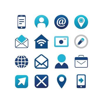 contacto nosotros icono conjunto colección para sitios web y móvil aplicaciones vector