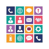 Contact Us icon set collection for websites and mobile applications vector