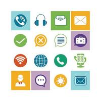 Contact Us icon set collection for websites and mobile applications vector