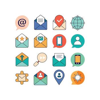 contacto nosotros icono conjunto colección para sitios web y móvil aplicaciones vector