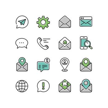 contacto nosotros icono conjunto colección para sitios web y móvil aplicaciones vector