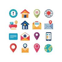 Contact Us icon set collection for websites and mobile applications vector