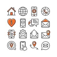 Contact Us icon set collection for websites and mobile applications vector