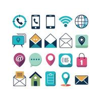 Contact Us icon set collection for websites and mobile applications vector
