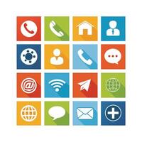 Contact Us icon set collection for websites and mobile applications vector