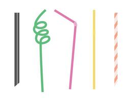 Set of drinking straws colored plastic flexible drink sticks vector