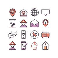 Contact Us icon set collection for websites and mobile applications vector