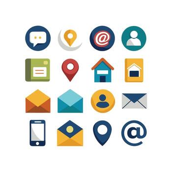 contacto nosotros icono conjunto colección para sitios web y móvil aplicaciones vector