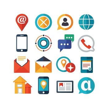 contacto nosotros icono conjunto colección para sitios web y móvil aplicaciones vector