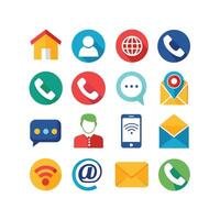 Contact Us icon set collection for websites and mobile applications vector