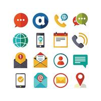 Contact Us icon set collection for websites and mobile applications vector