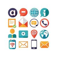 Contact Us icon set collection for websites and mobile applications vector