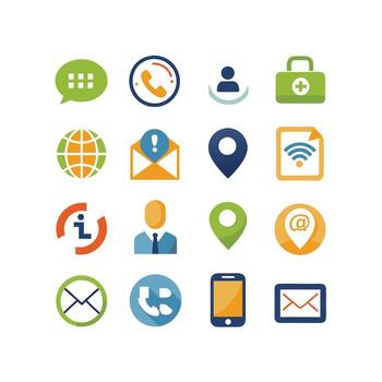 Contact Us icon set collection for websites and mobile applications vector