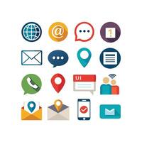 Contact Us icon set collection for websites and mobile applications vector