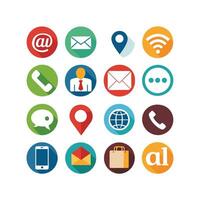 Contact Us icon set collection for websites and mobile applications vector