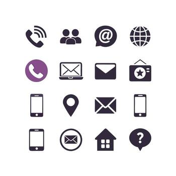 Contact Us icon set collection for websites and mobile applications vector