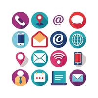 Contact Us icon set collection for websites and mobile applications vector