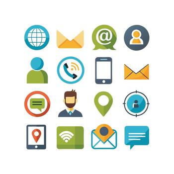 contacto nosotros icono conjunto colección para sitios web y móvil aplicaciones vector