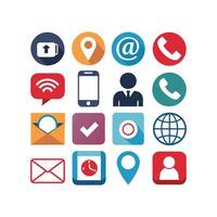 Contact Us icon set collection for websites and mobile applications vector