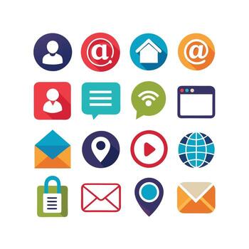 contacto nosotros icono conjunto colección para sitios web y móvil aplicaciones vector