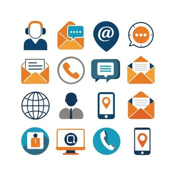 contacto nosotros icono conjunto colección para sitios web y móvil aplicaciones vector