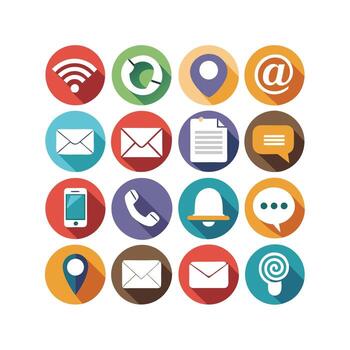 contacto nosotros icono conjunto colección para sitios web y móvil aplicaciones vector