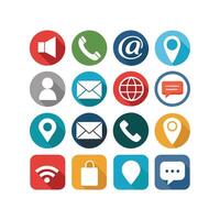 Contact Us icon set collection for websites and mobile applications vector