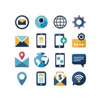 Contact Us icon set collection for websites and mobile applications vector