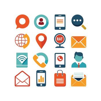 Contact Us icon set collection for websites and mobile applications vector