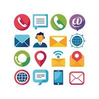 Contact Us icon set collection for websites and mobile applications vector