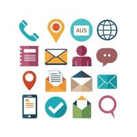 Contact Us icon set collection for websites and mobile applications vector
