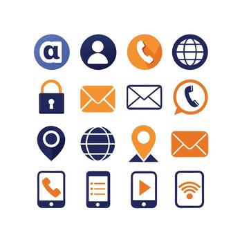 Contact Us icon set collection for websites and mobile applications vector
