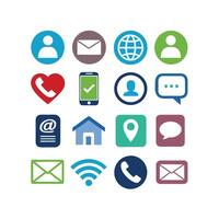 Contact Us icon set collection for websites and mobile applications vector