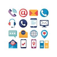 Contact Us icon set collection for websites and mobile applications vector