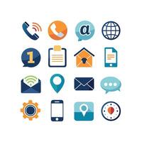 Contact Us icon set collection for websites and mobile applications vector